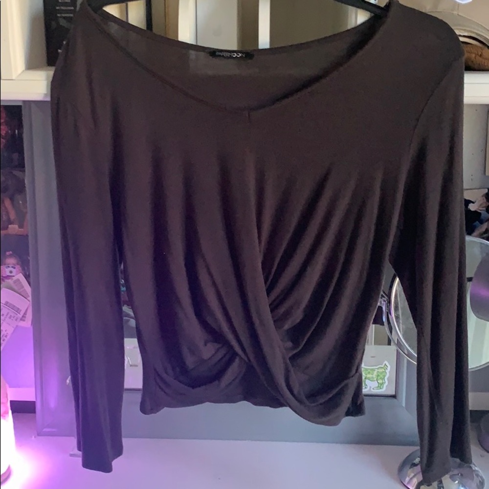 Brown long sleeve crop top